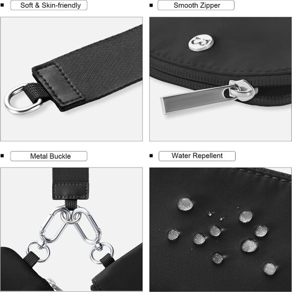 Mini Zip Around Dual Pouch Wristlet With 2 Straps Wristlet Keychain Wallet for W - Picture 5 of 6